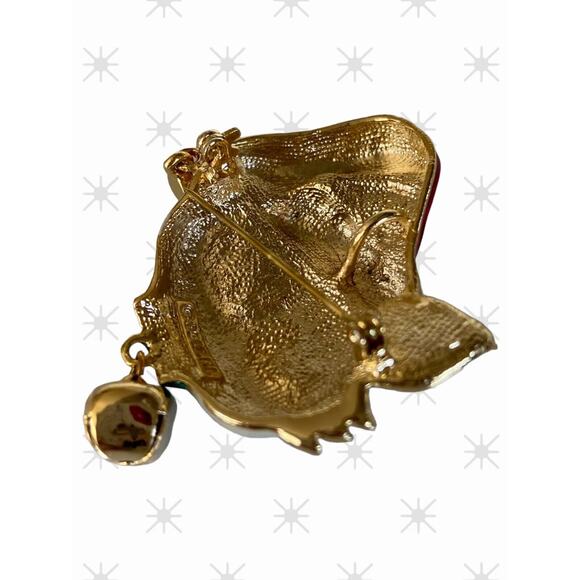 New Enamel & Crystal Santa Claus Kitty CAT kitten CHRISTMAS Xmas Pin Brooch - Picture 4 of 5